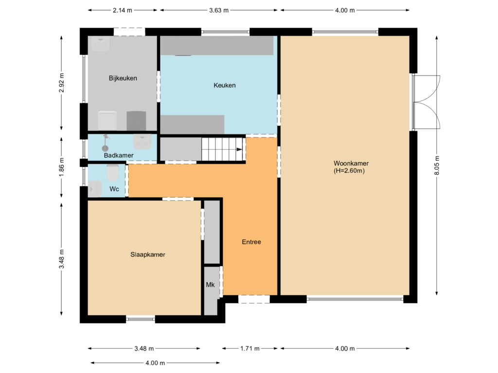 View floorplan of Begane grond of Blokdijk 9-B