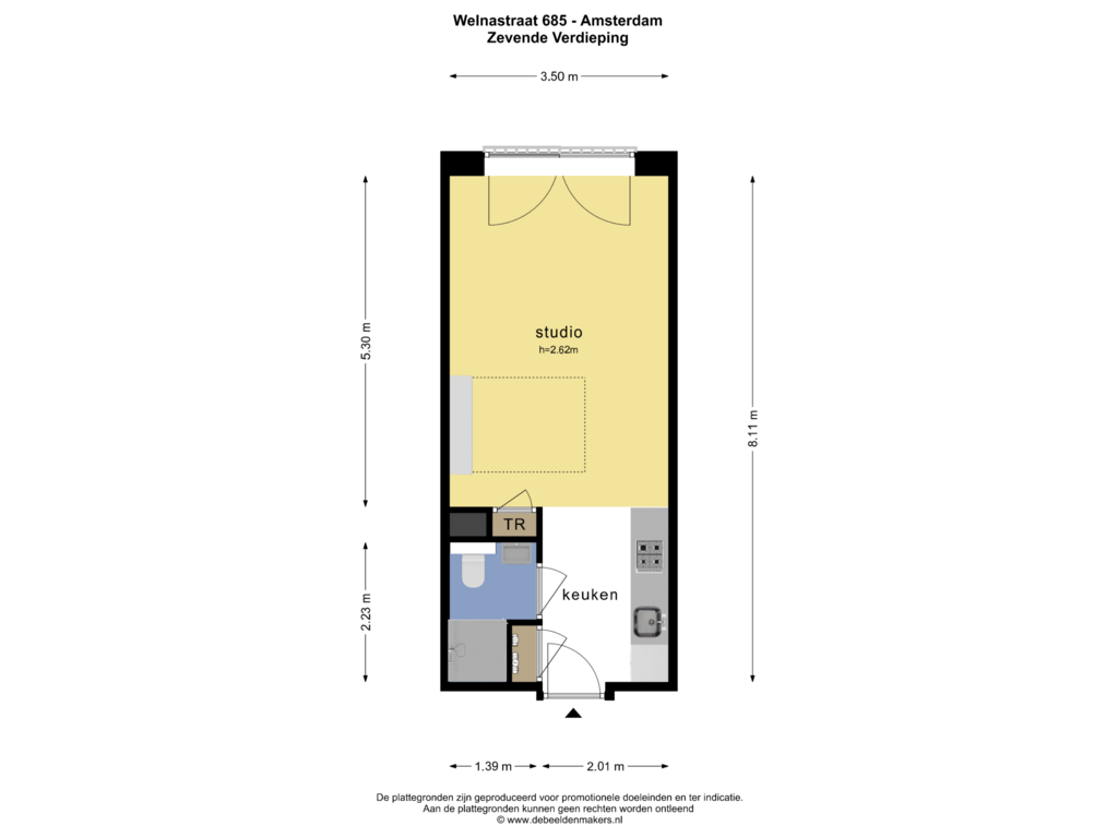 View floorplan of ZEVENDE VERDIEPING of Welnastraat 685