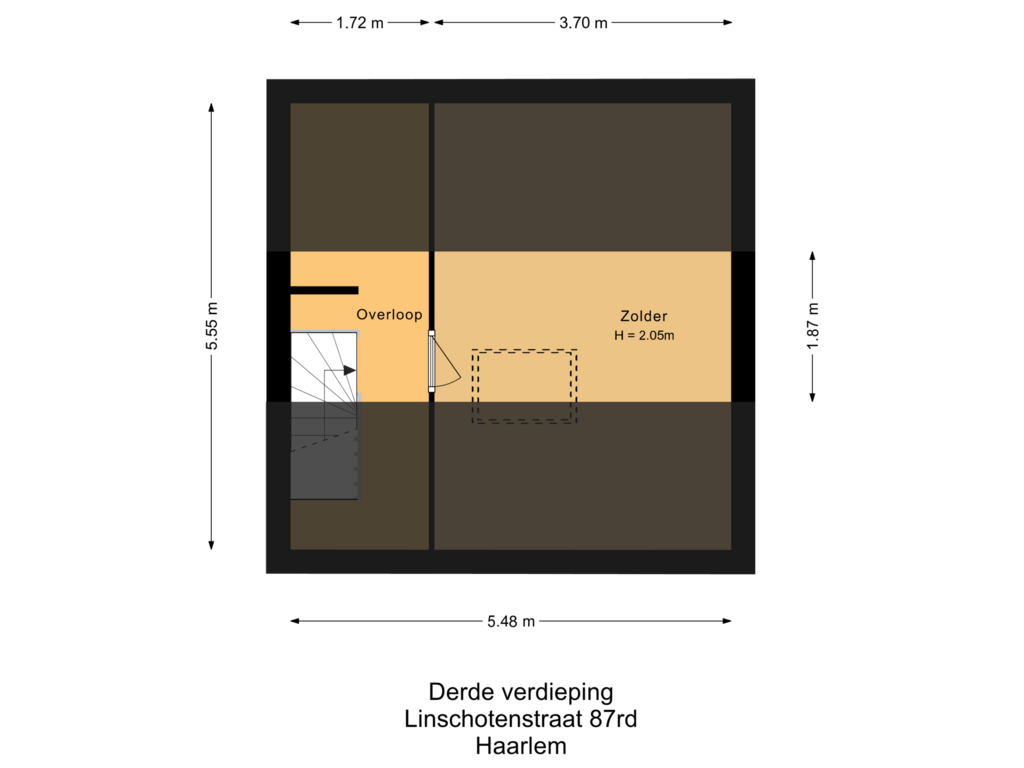 Bekijk plattegrond van Derde verdieping van Linschotenstraat 87-RD