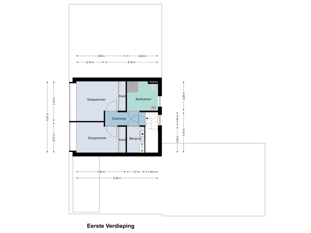 View floorplan of Eerste Verdieping of Burton Jostweg 10