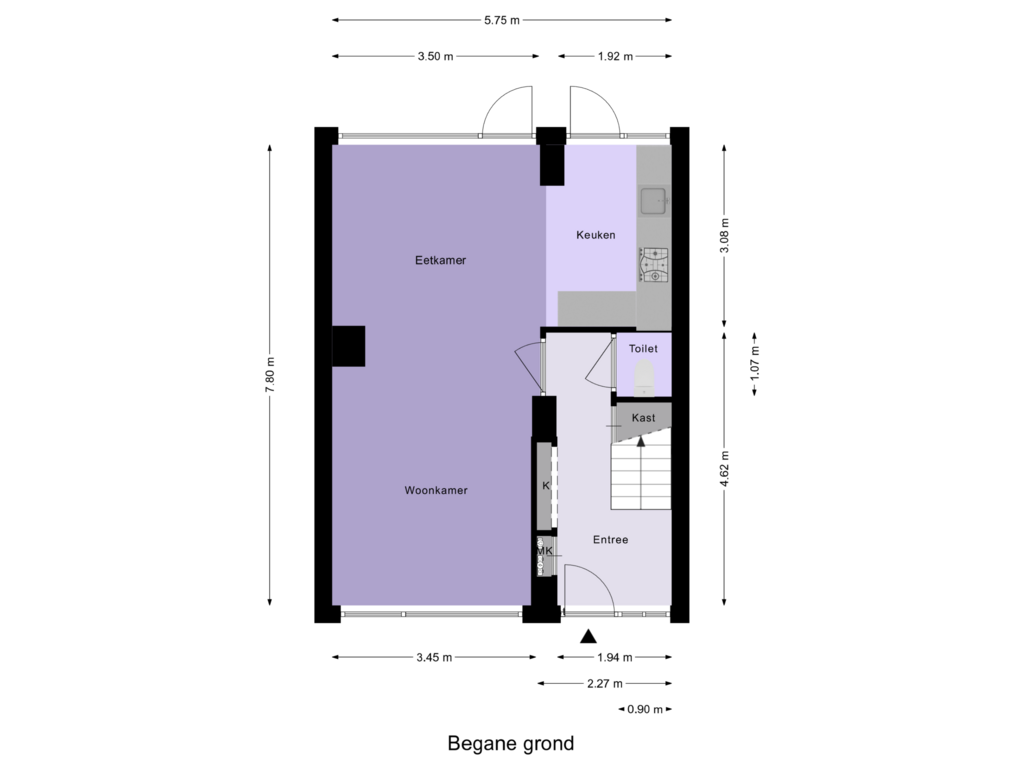 View floorplan of Begane grond of Rotterdamseweg 33