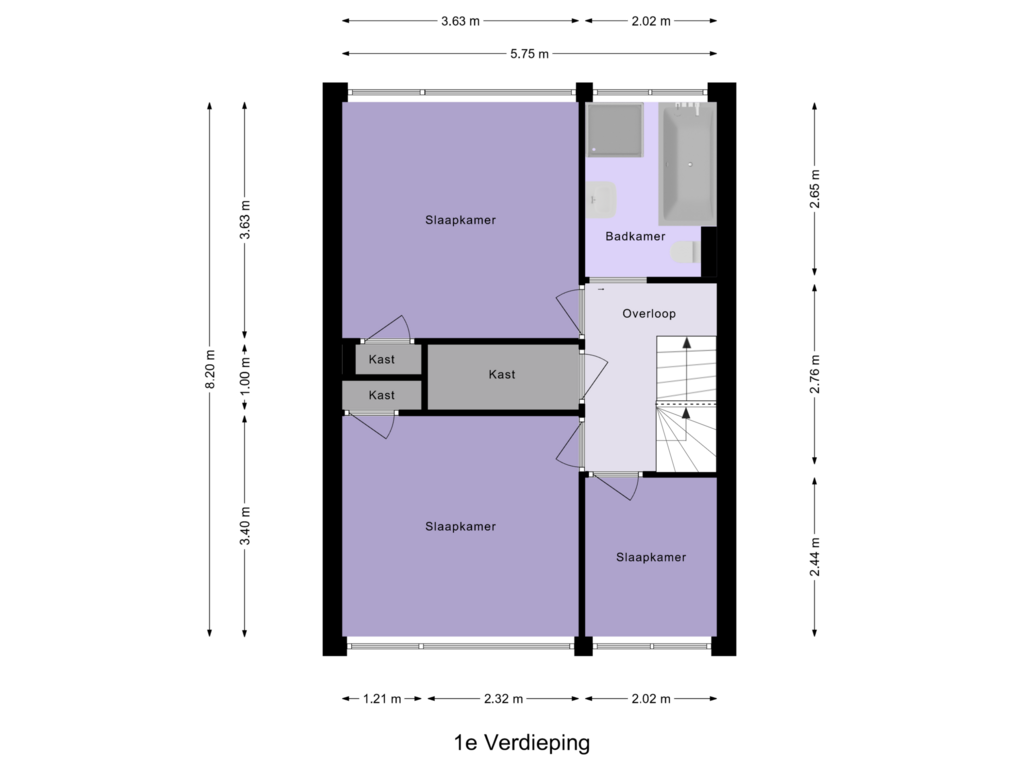 View floorplan of 1e Verdieping of Rotterdamseweg 33