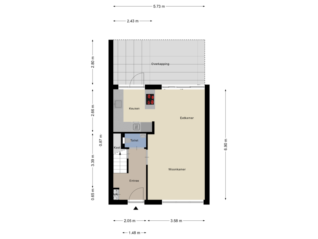 View floorplan of Begane Grond of Hiddes de Friesstraat 20