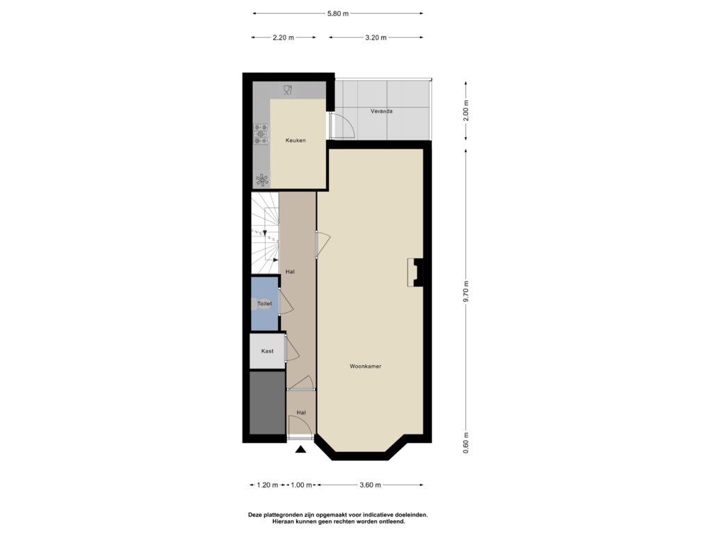 Bekijk plattegrond van Begane Grond van Zonnebloemstraat 15-A