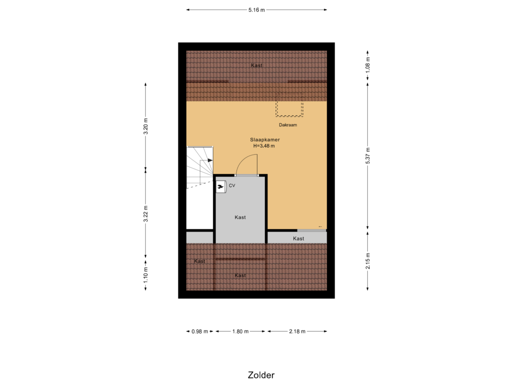 Bekijk plattegrond van Zolder van Sudesstraat 31