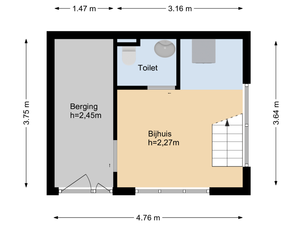 Bekijk plattegrond van Begane grond bijhuis van Warmoezierskade 4