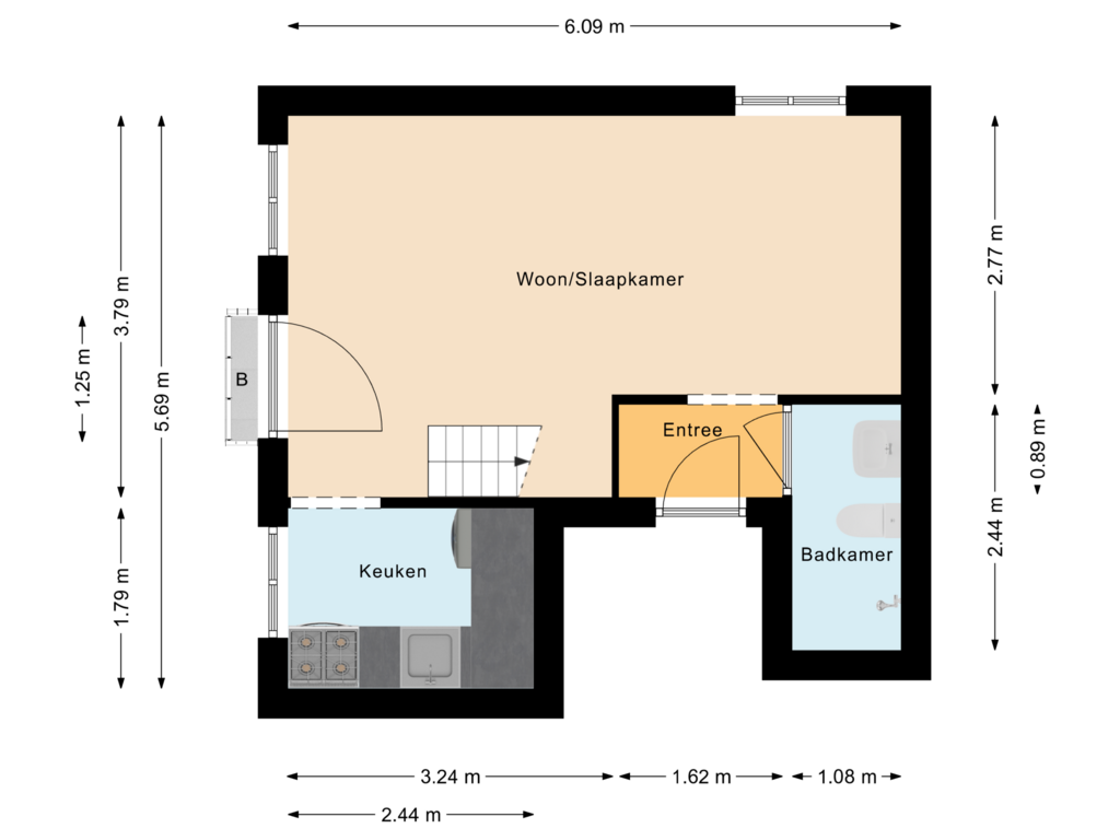 Bekijk plattegrond van Eerste woonlaag van Nieuwe Prinsengracht 62-3