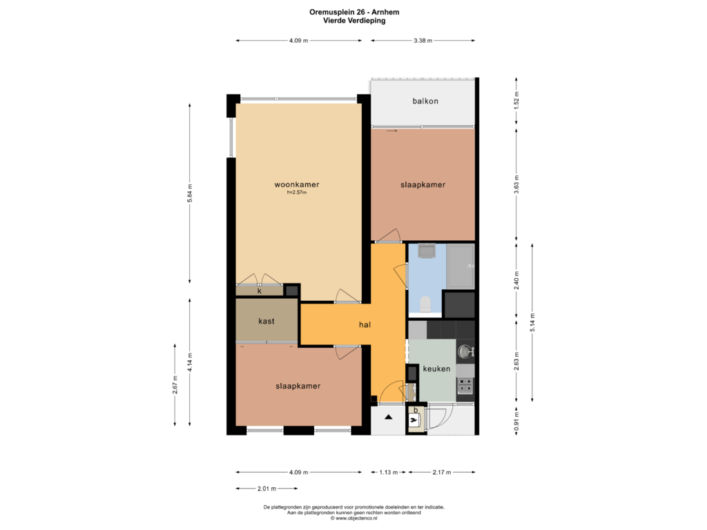 Bekijk plattegrond van VIERDE VERDIEPING van Oremusplein 26