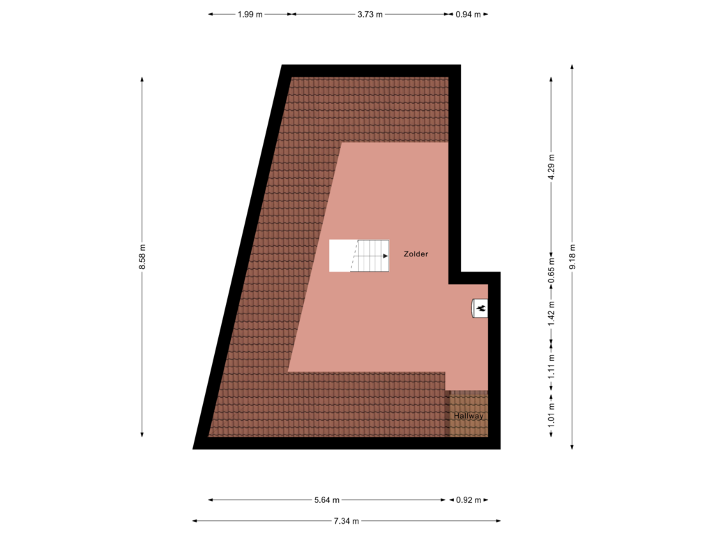 Bekijk plattegrond van 2e verdieping van Dorpsstraat 84