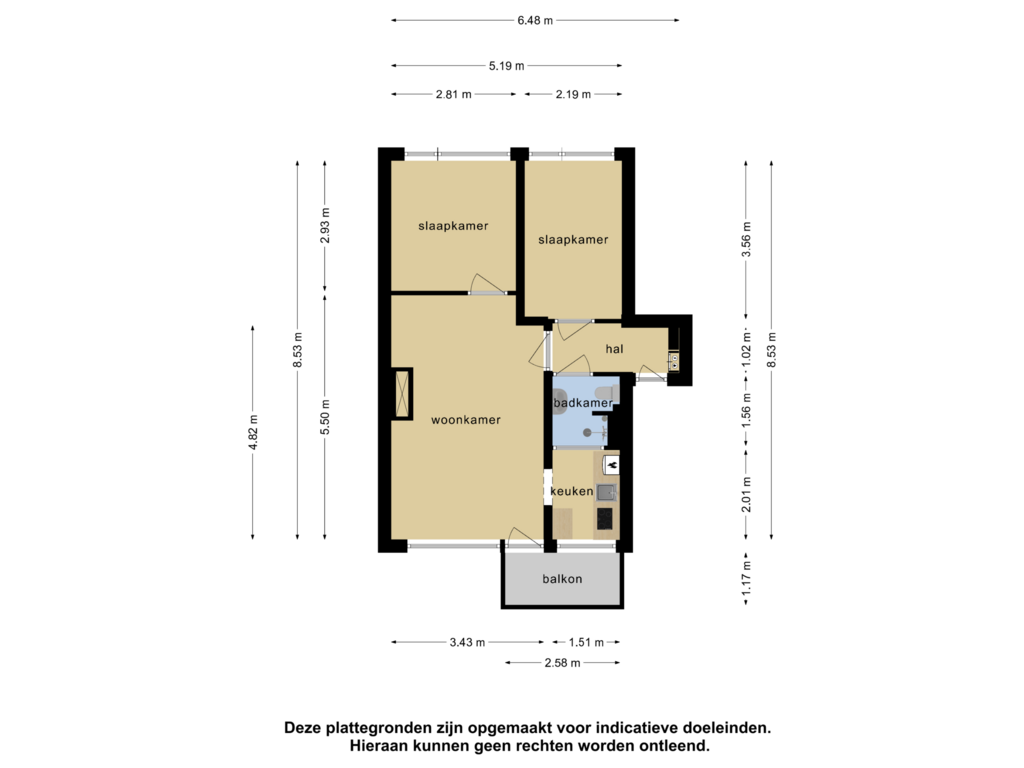 Bekijk plattegrond van Appartement van Hogenbanweg 150-C