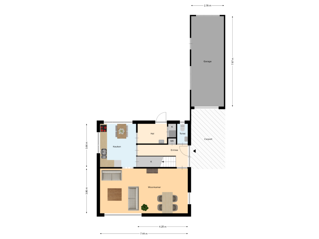 View floorplan of Begane Grond of Nachtegaalstraat 19