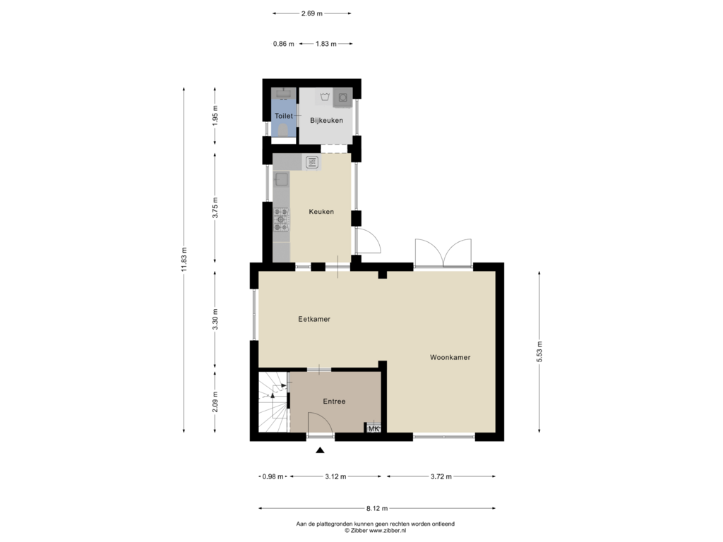 Bekijk plattegrond van Begane grond van John F. Kennedystraat 91