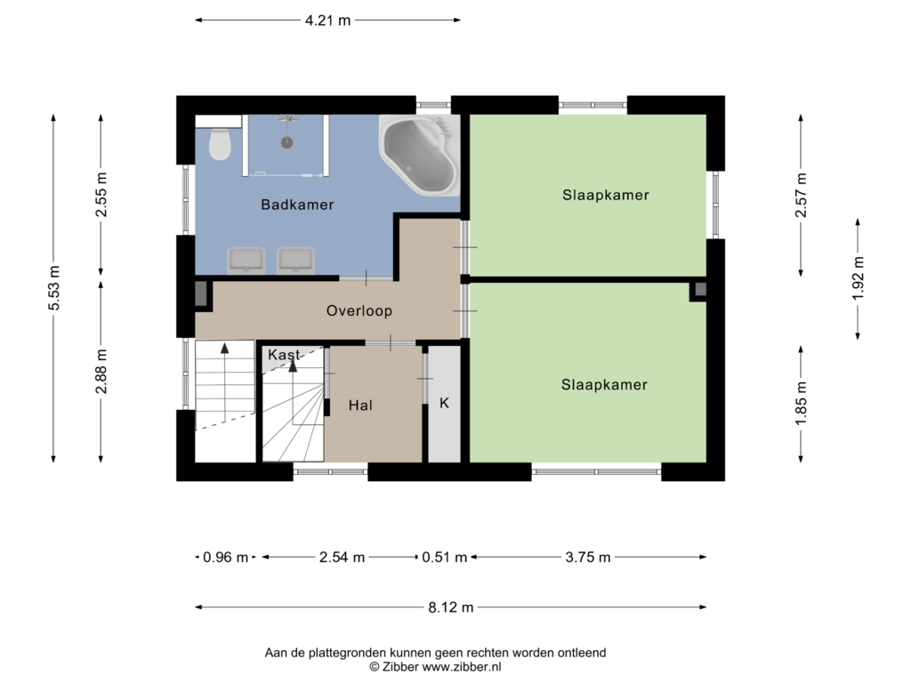 Bekijk plattegrond van Eerste verdieping van John F. Kennedystraat 91