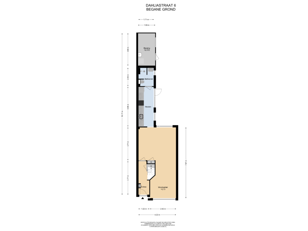 View floorplan of Begane  grond of Dahliastraat 6