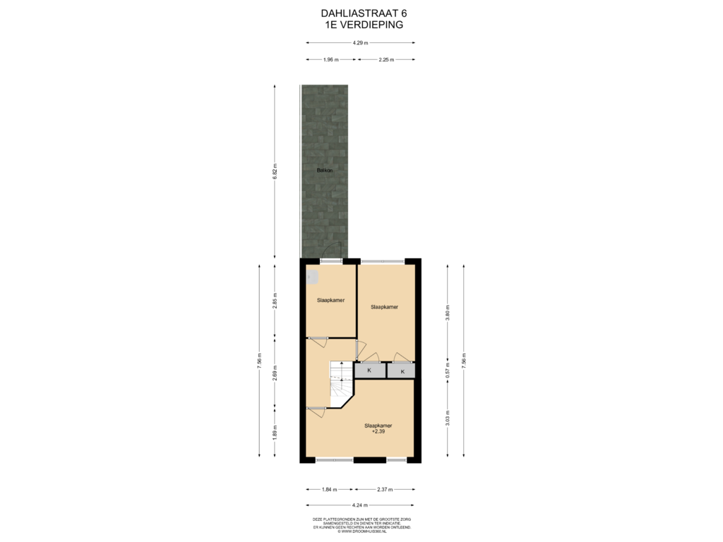 View floorplan of 1E  Verdieping of Dahliastraat 6