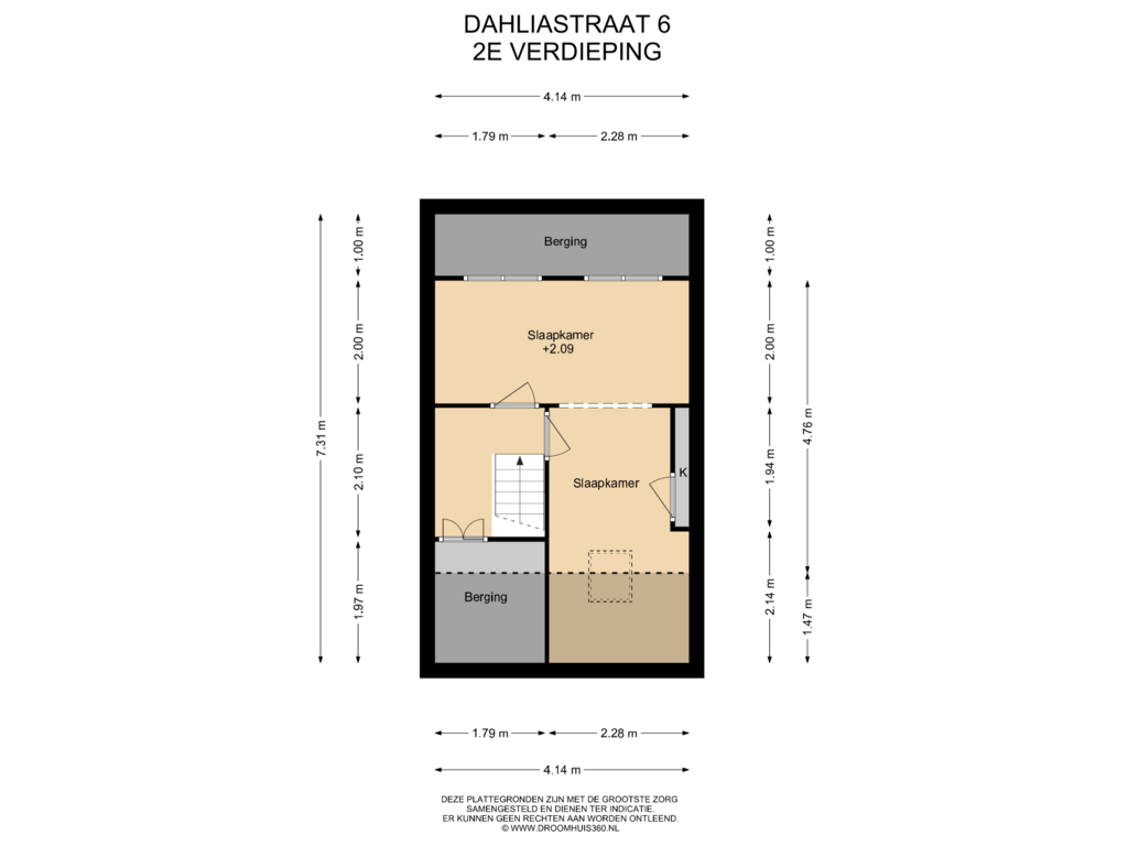 View floorplan of 2E Verdieping of Dahliastraat 6