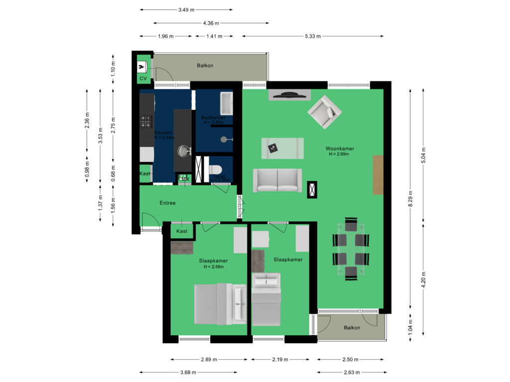 Bekijk plattegrond van Appartement van Steijnlaan 76