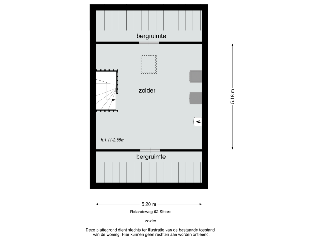 View floorplan of zolder of Rolandsweg 62