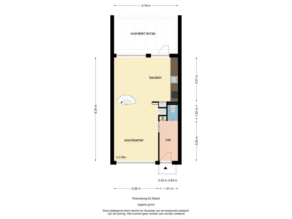 View floorplan of begane grond of Rolandsweg 62