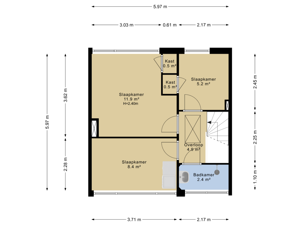 View floorplan of 1e verdieping of Ellen 24