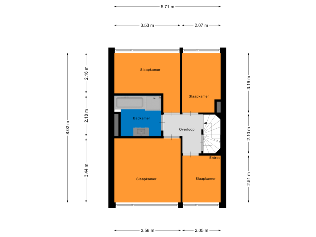 Bekijk plattegrond van Eerste Verdieping van Prof. Struyckenstraat 5