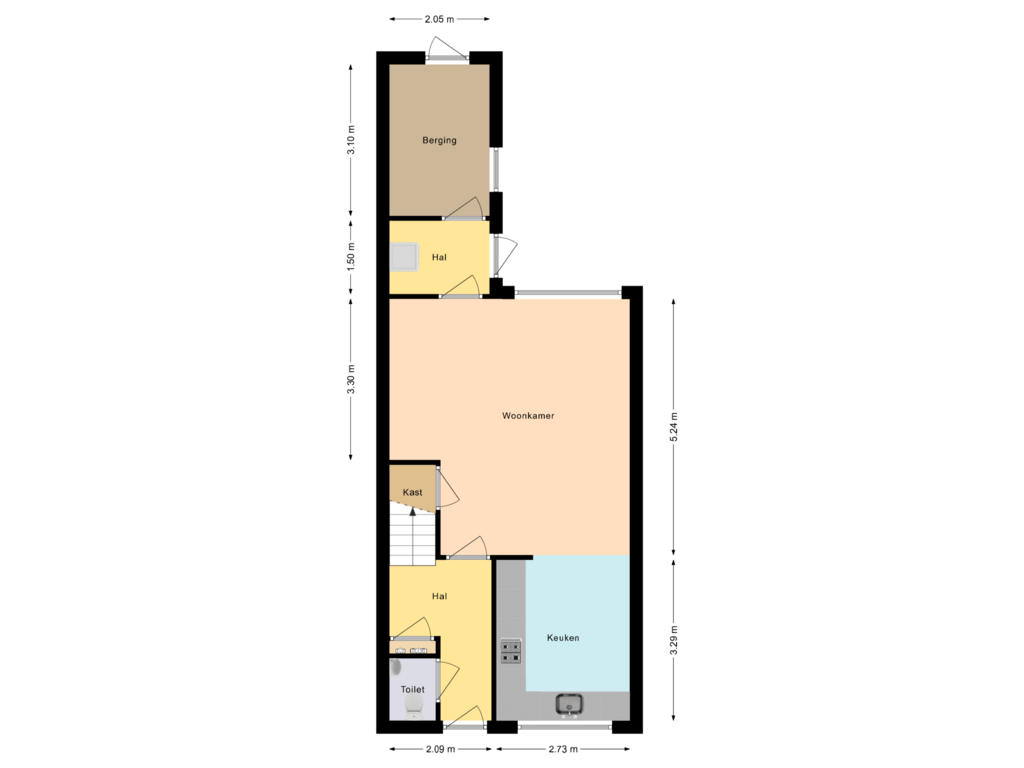 Bekijk plattegrond van Begane grond van Jan Adriaansz. Leeghwaterstraat 3