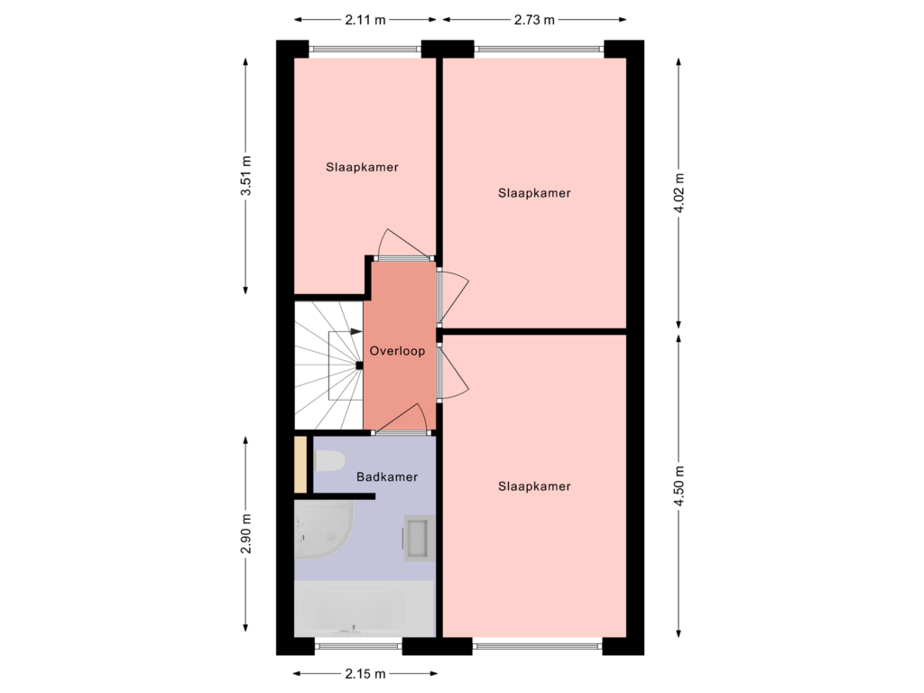 Bekijk plattegrond van Eerste verdieping van Jan Adriaansz. Leeghwaterstraat 3