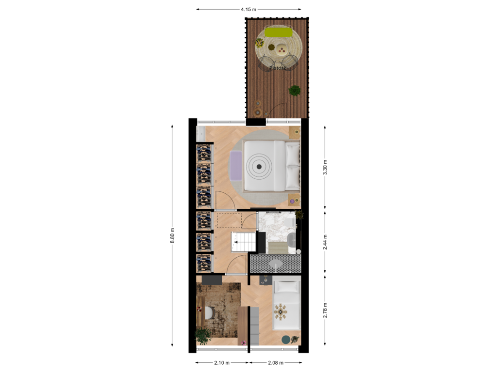 View floorplan of 1e Verdieping of De Genestetstraat 31