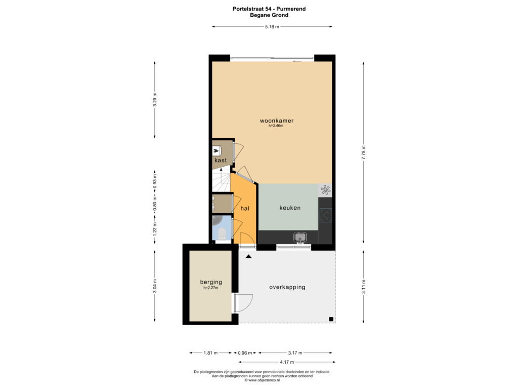 Bekijk plattegrond van BEGANE GROND van Portelstraat 54