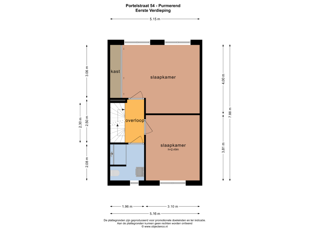 Bekijk plattegrond van EERSTE VERDIEPING van Portelstraat 54