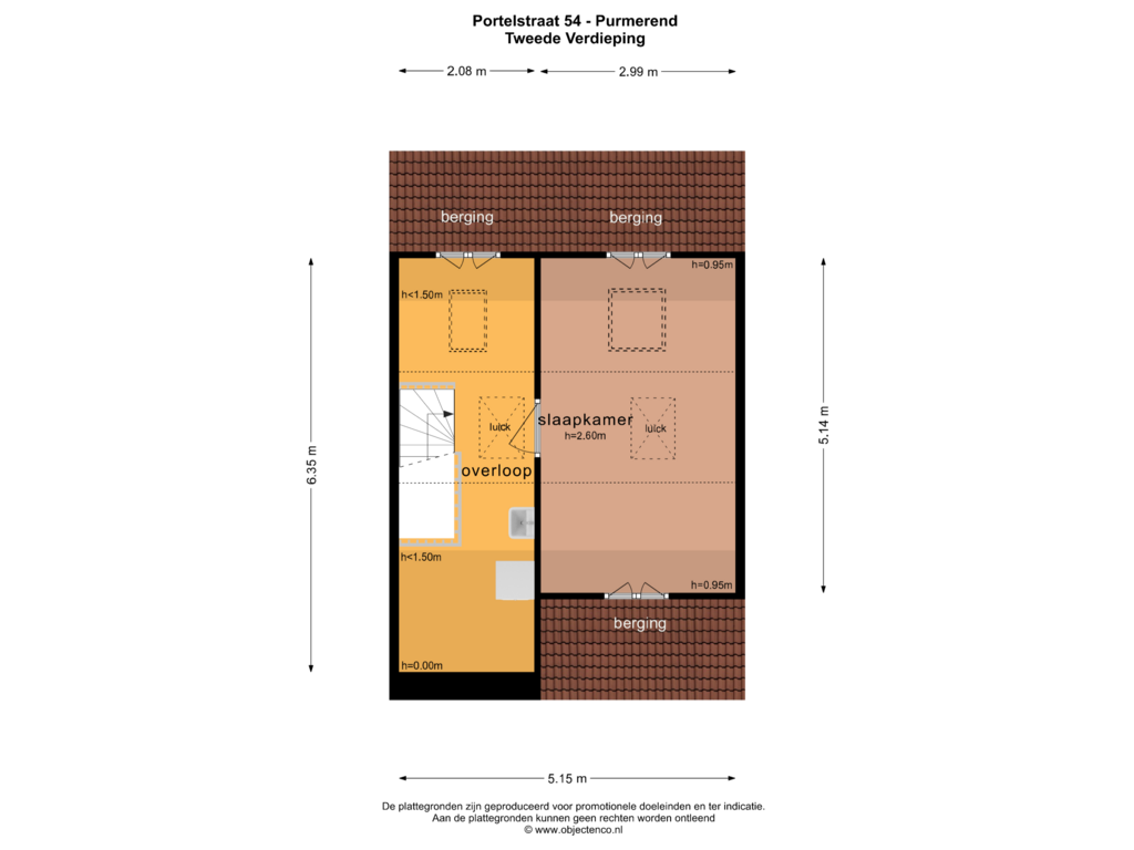 Bekijk plattegrond van TWEEDE VERDIEPING van Portelstraat 54