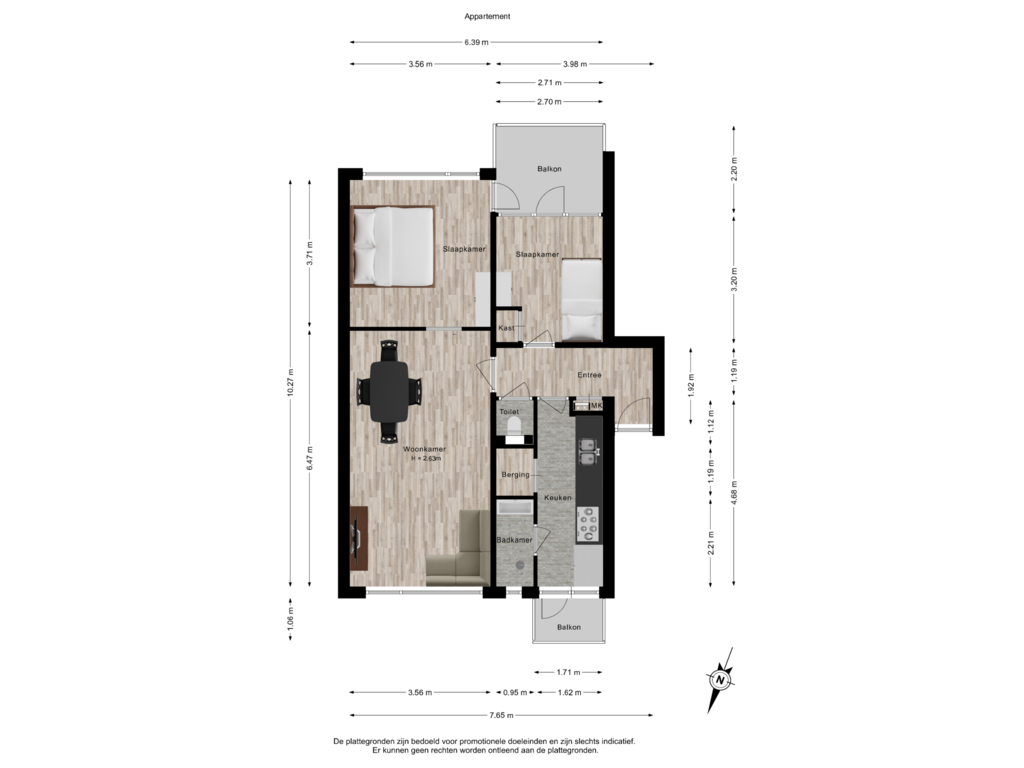 View floorplan of Appartement of Brekelenkampstraat 3-1