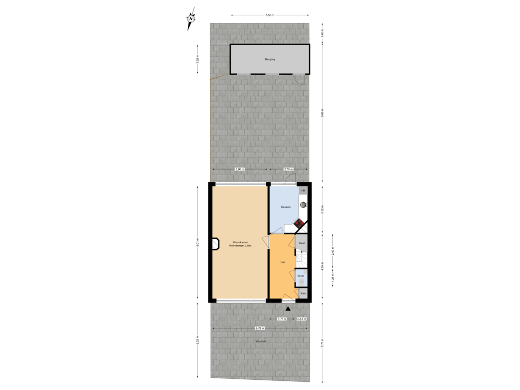 Bekijk plattegrond van Begane grond tuin van Oudelandstraat 22