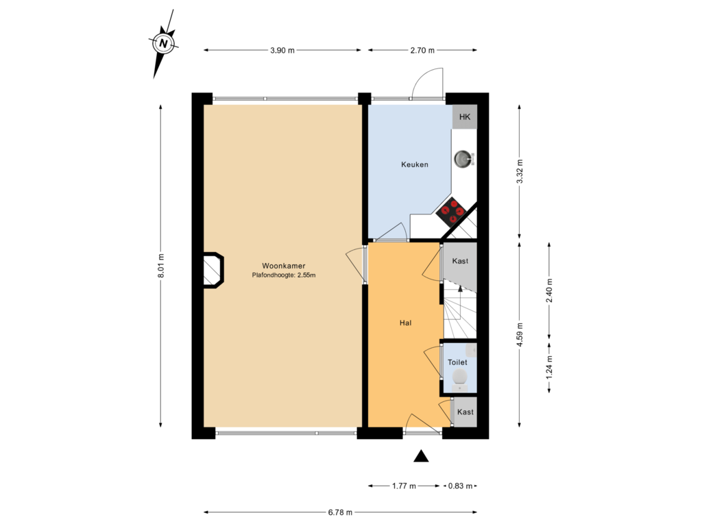 Bekijk plattegrond van Begane grond van Oudelandstraat 22