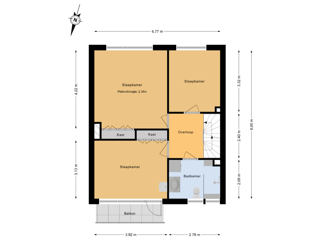 Bekijk plattegrond van 1e verdieping van Oudelandstraat 22