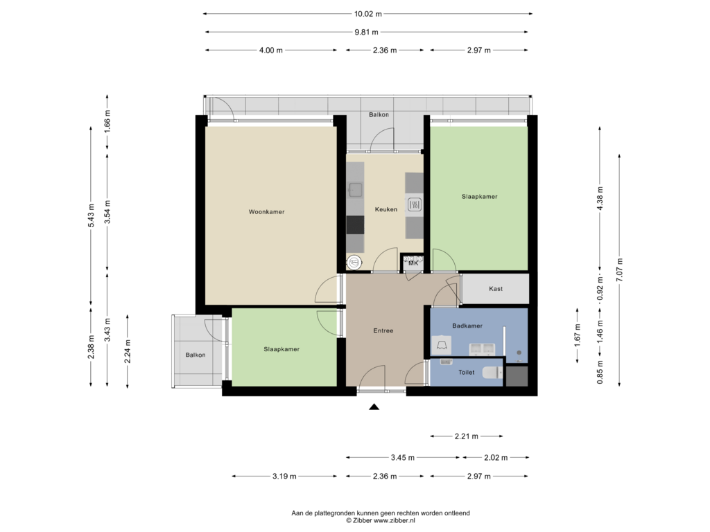 View floorplan of Appartement of Wildenborglaan 32-2