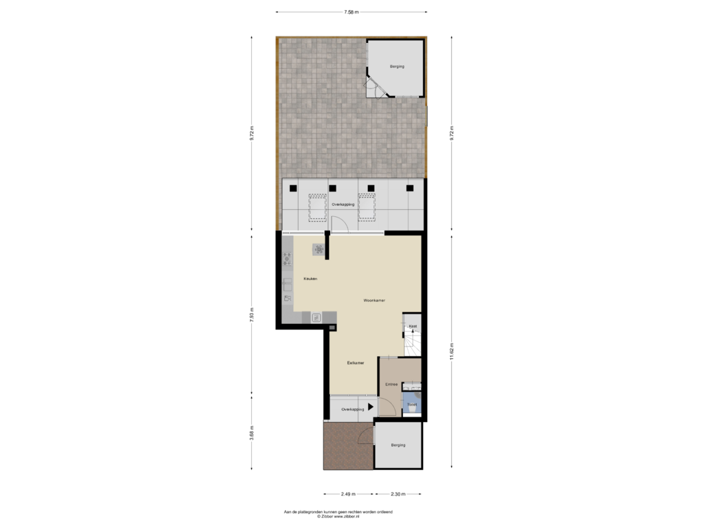 View floorplan of Begane grond Tuin of Slochterwaard 227