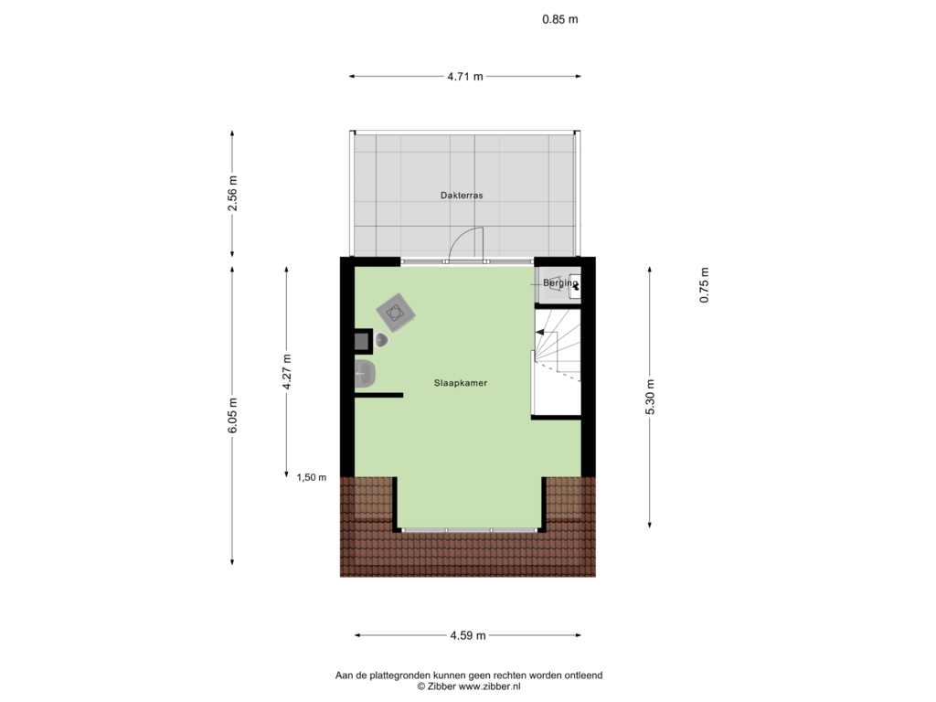 View floorplan of Tweede verdieping of Slochterwaard 227