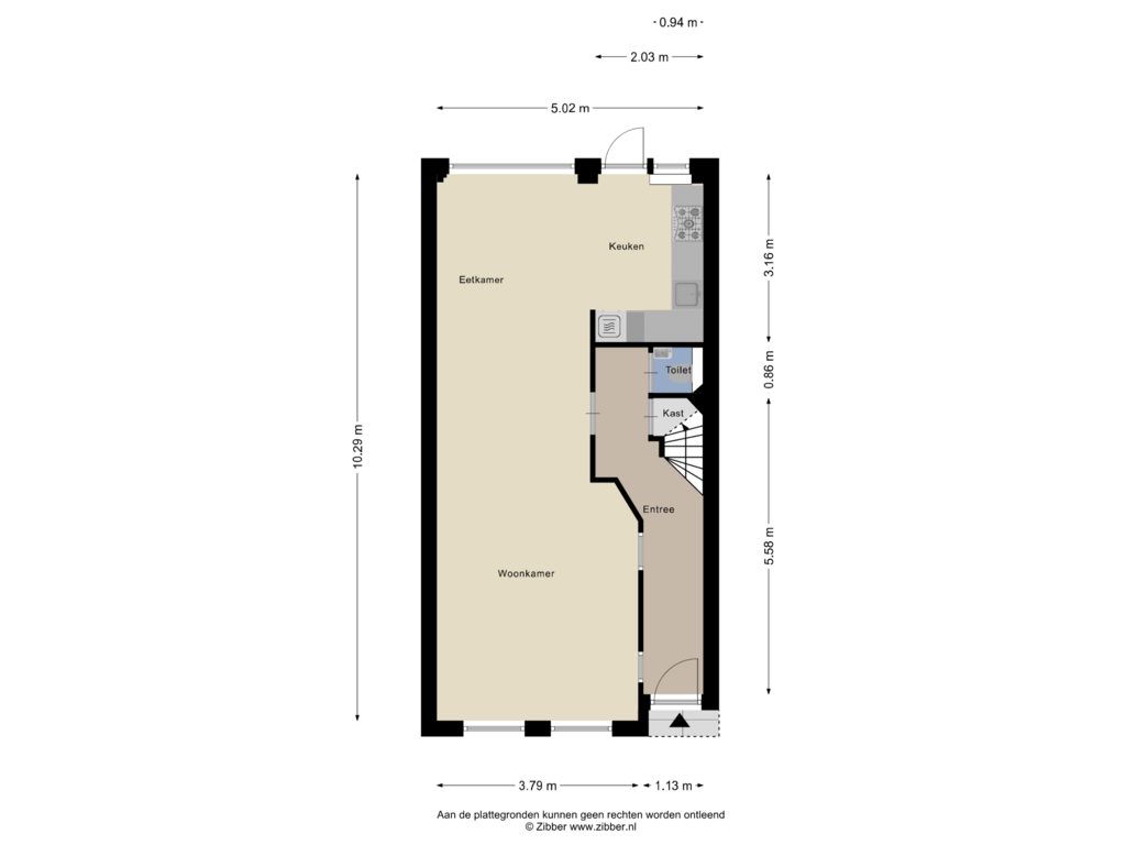 Bekijk plattegrond van Begane grond van Kuipersdijk 205