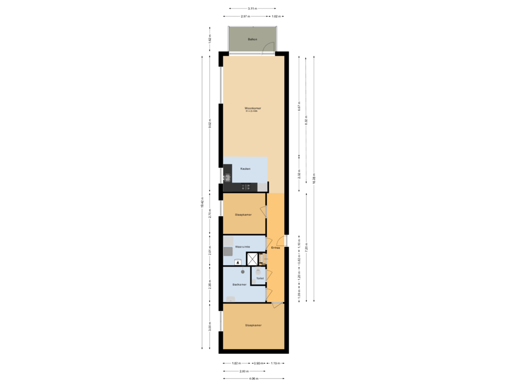 Bekijk plattegrond van Appartement van Blikveldweg 90