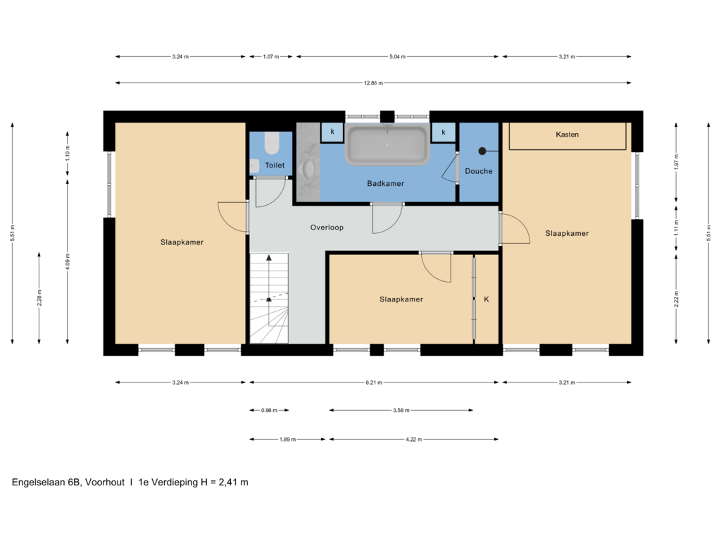 Bekijk plattegrond van 1e Verdieping van Engelselaan 6-B