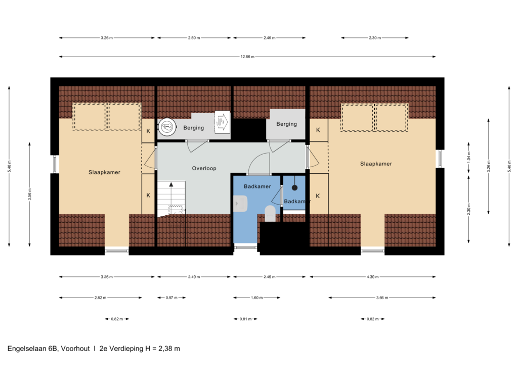 Bekijk plattegrond van 2e Verdieping van Engelselaan 6-B