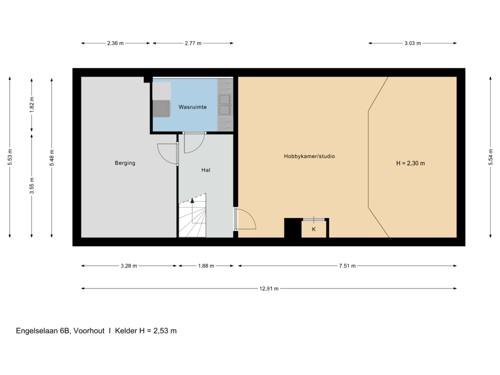 Bekijk plattegrond van Kelder van Engelselaan 6-B