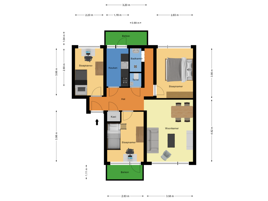 Bekijk plattegrond van appartement van Beumershoek 66