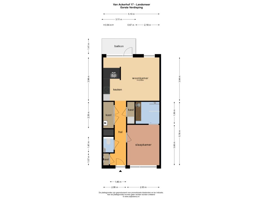 View floorplan of EERSTE VERDIEPING of Van Ackerhof 17