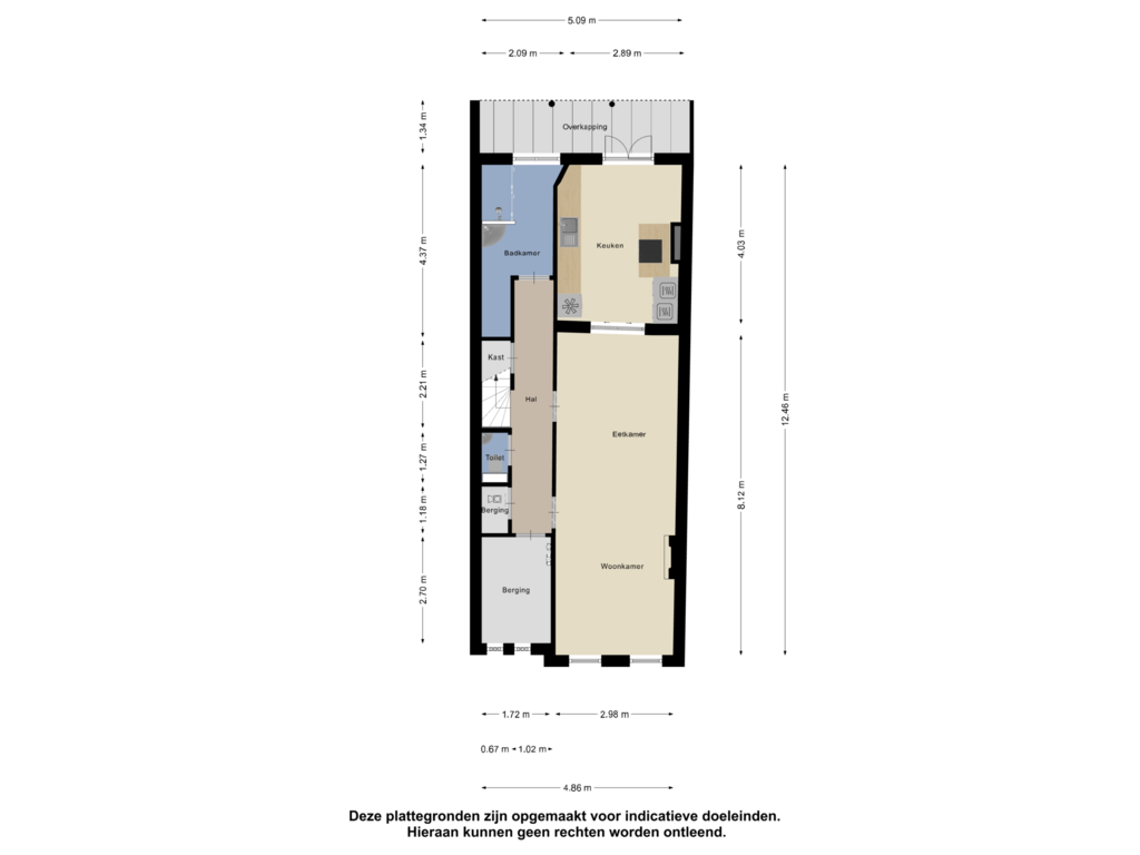 Bekijk plattegrond van Souterrain van Tollensstraat 63-A