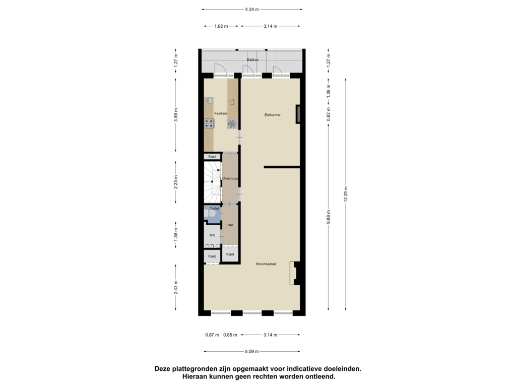 Bekijk plattegrond van Tweede Verdieping van Tollensstraat 63-A