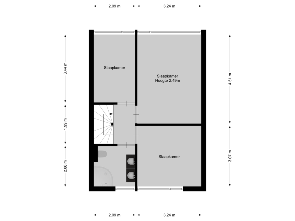 View floorplan of 1e verdieping of Oostindië 25