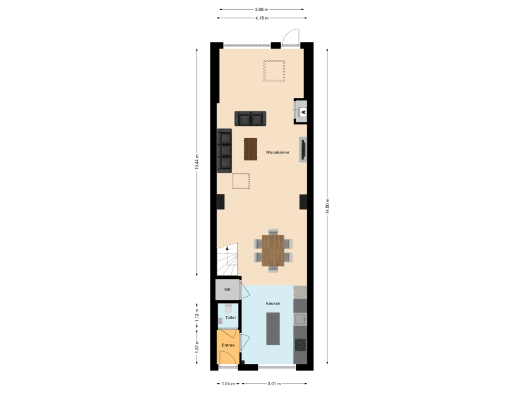 View floorplan of Begane grond of Rozenstraat 11