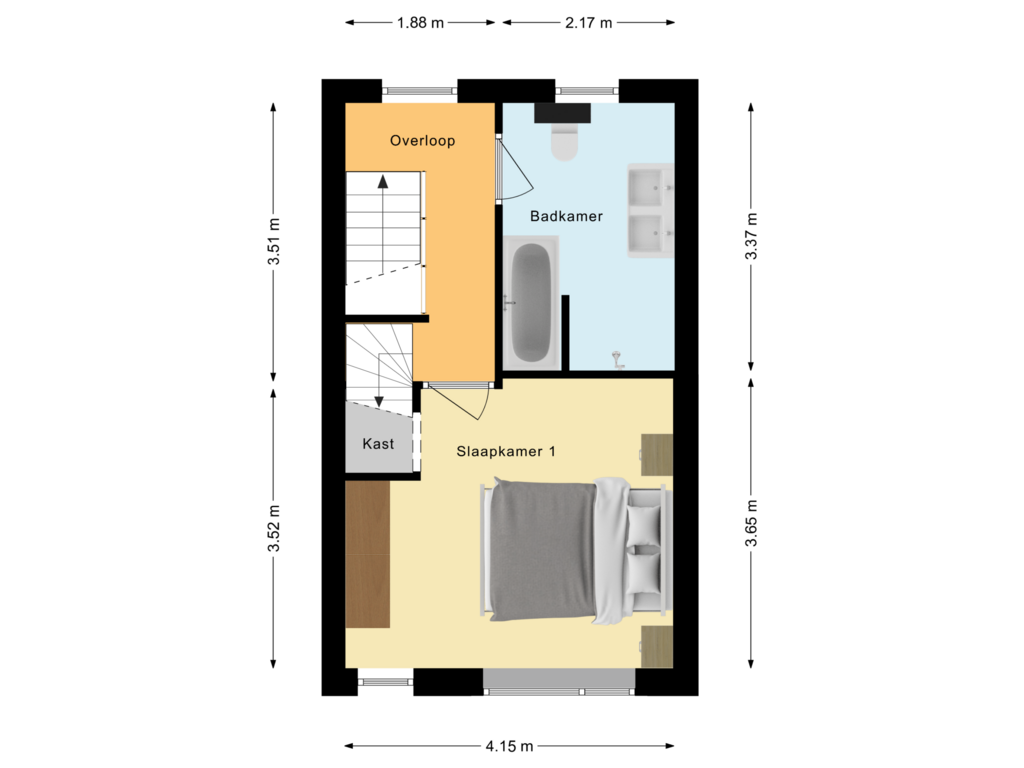 View floorplan of Eerste verdieping of Rozenstraat 11